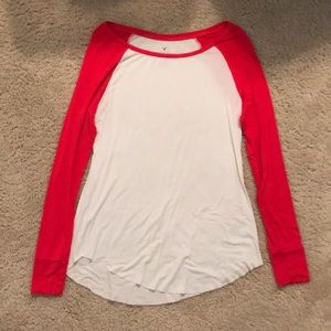Red and White LongSleeve American Eagle Shirt (XS)